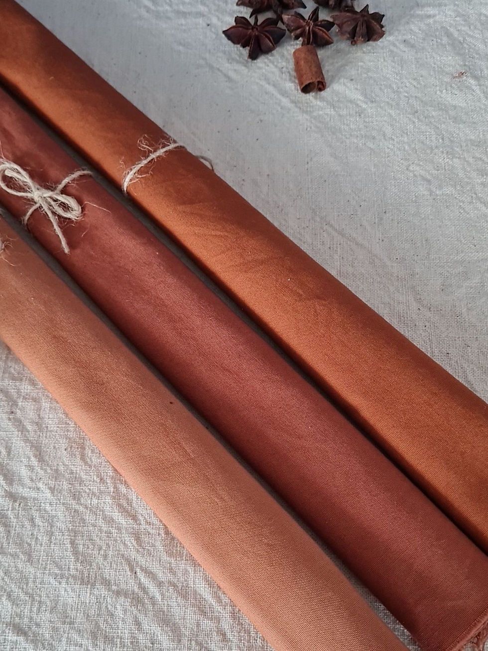Miniature : Tissu couleur caramel - Teinture végétale Cachou