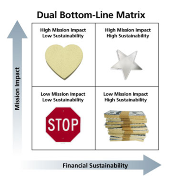 Dual Bottom-Line Matrix developed by Jeanne Bell (CompassPoint) and Steve Zimmerman (Spectrum)