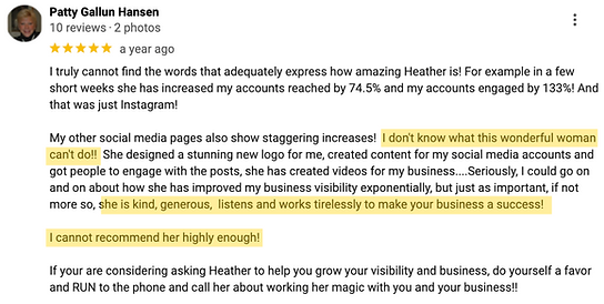 Words from a testimonial