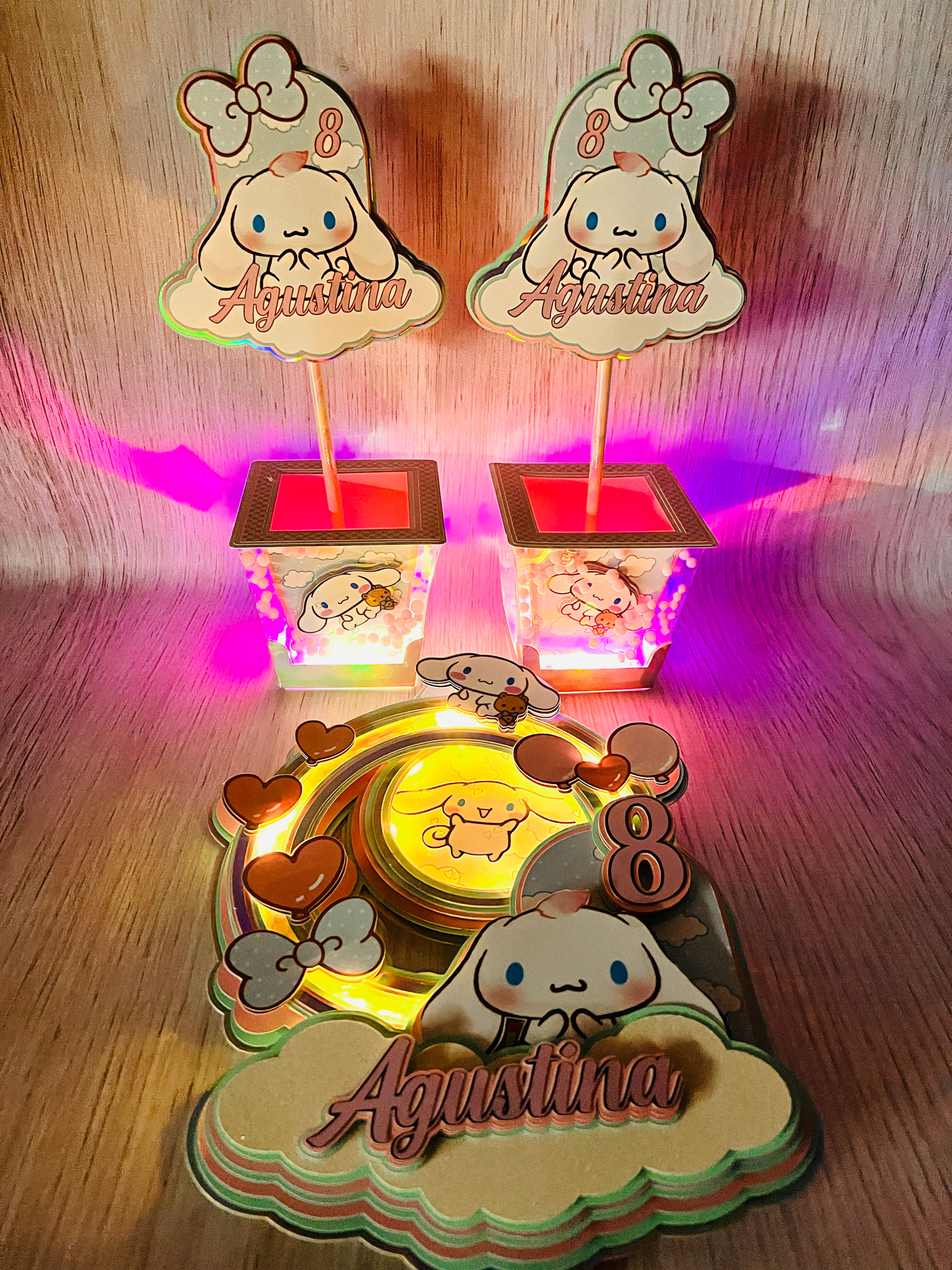 Cinnamoroll -Centro de mesa y Topper Editable Studio