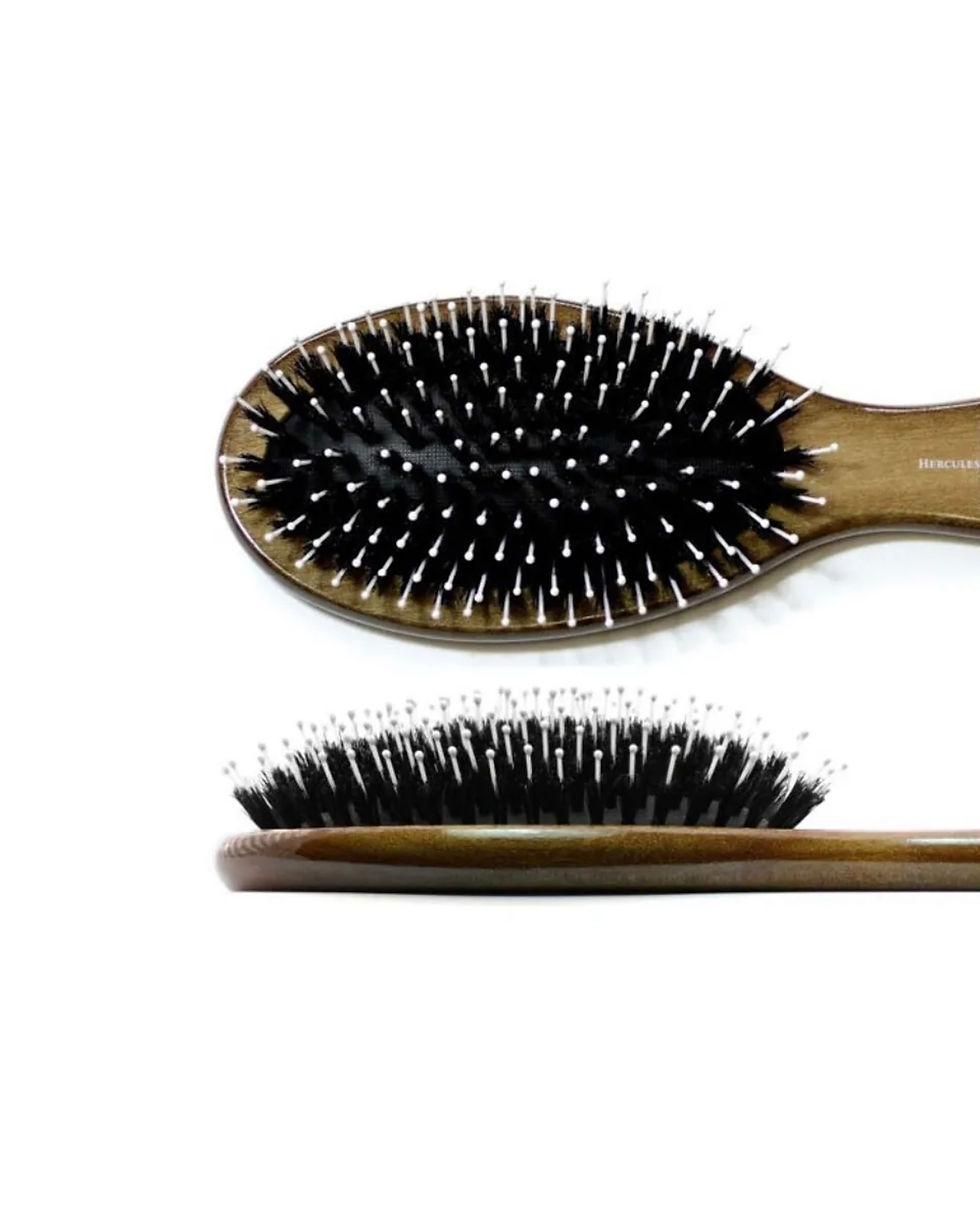 Thumbnail: Hercules Sagemann Wooden Hair Brush With Boar Bristle and Polyamid Pins- Dark