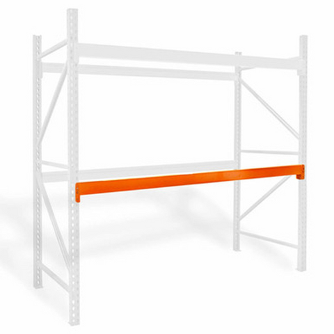 Close-up of a high-grade steel pallet rack beam designed for warehouse storage systems.