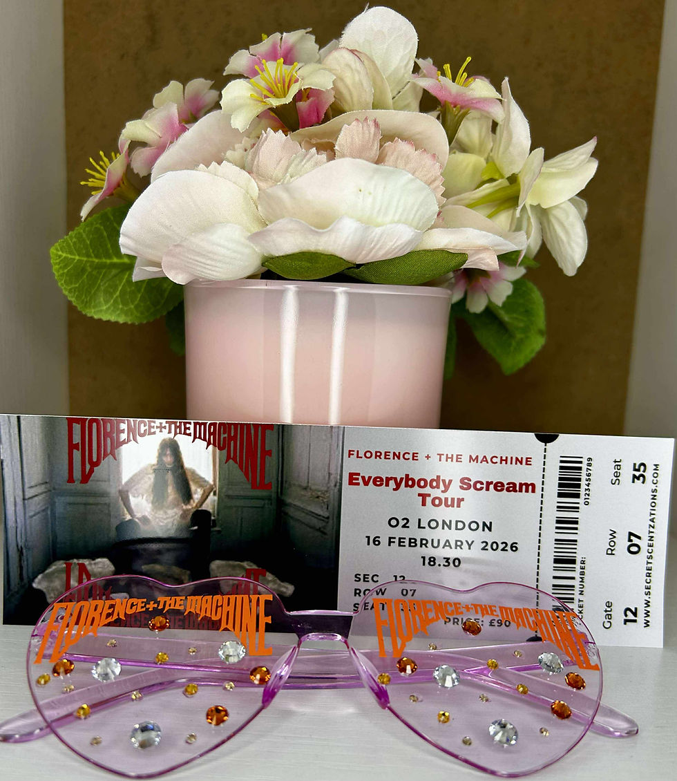 Florence and the machine Custom Concert ticket (mock) and Concert glasses