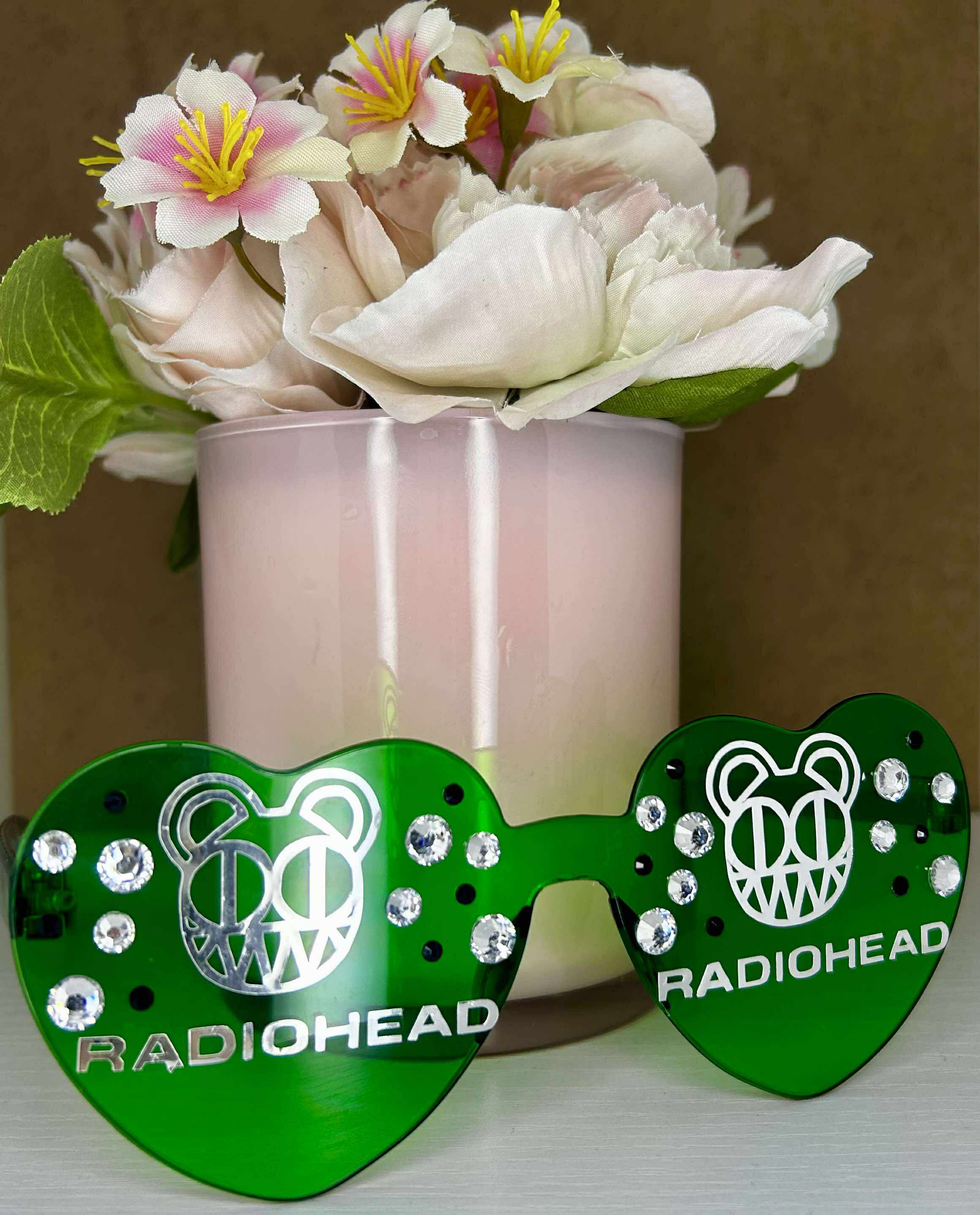 Radiohead Heart Glasses with Rhinestones