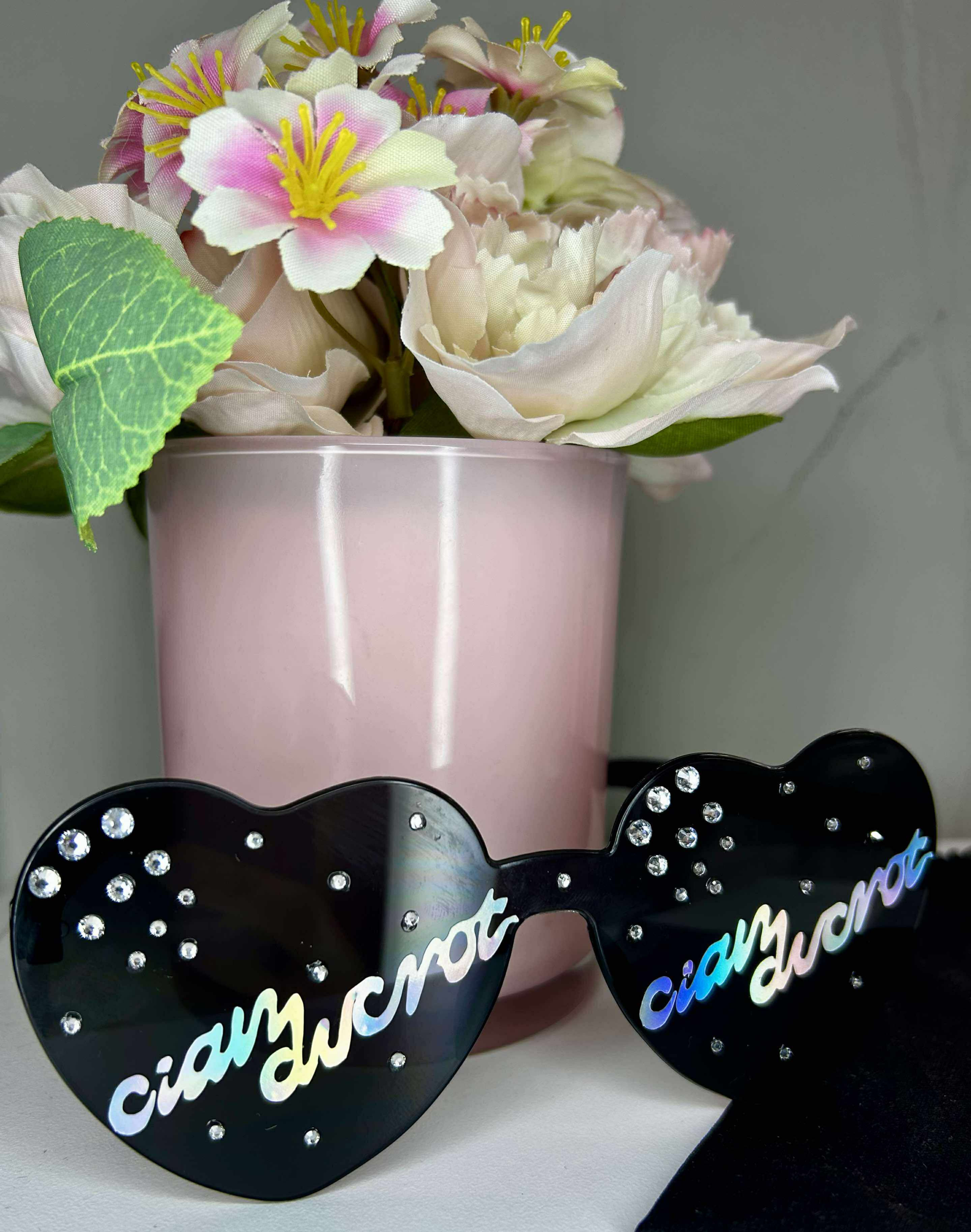 Cian Ducrot Heart Glasses with Rhinestones