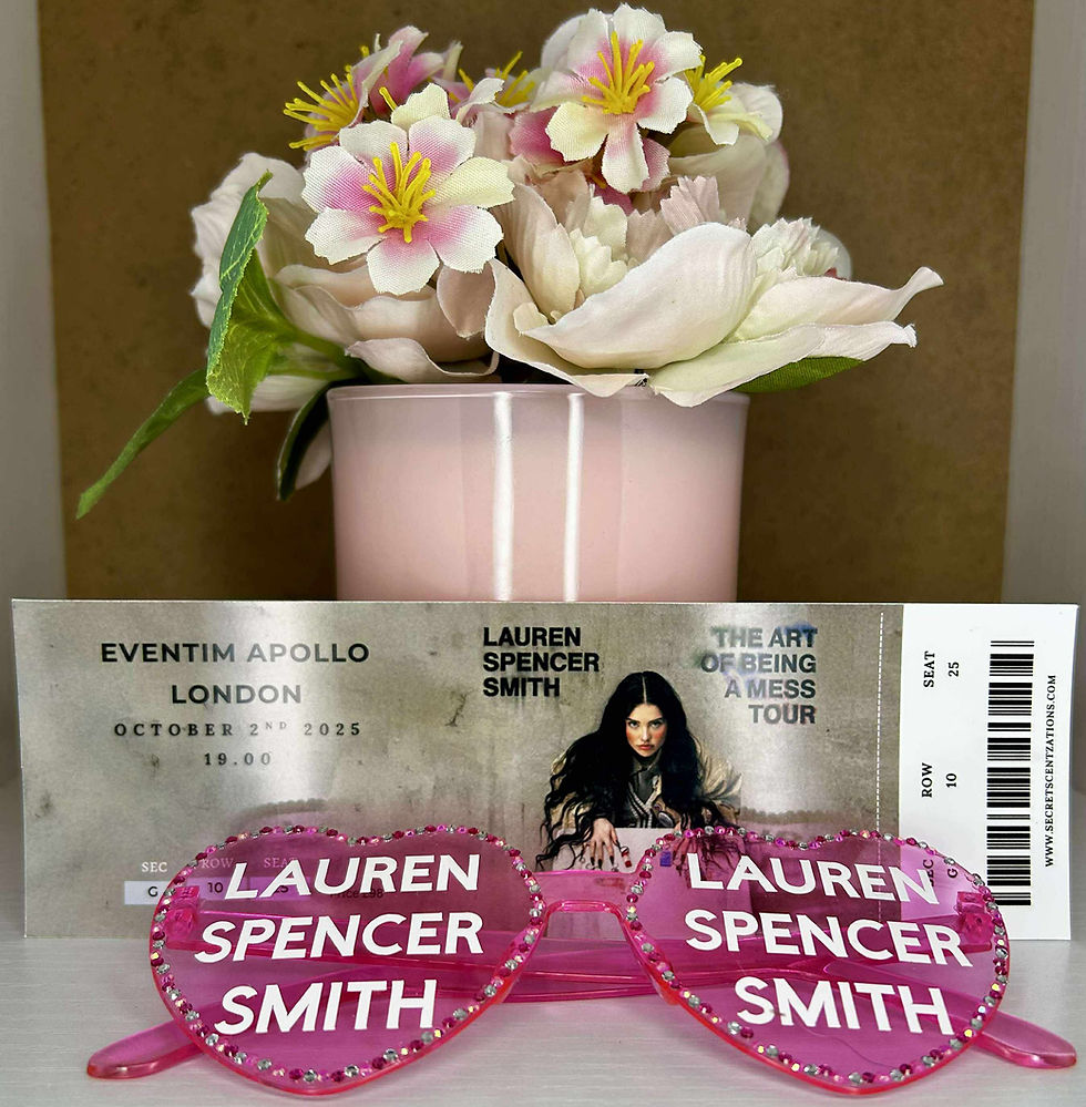 Lauren Spencer Smith Custom Concert ticket (mock) and Concert glasses