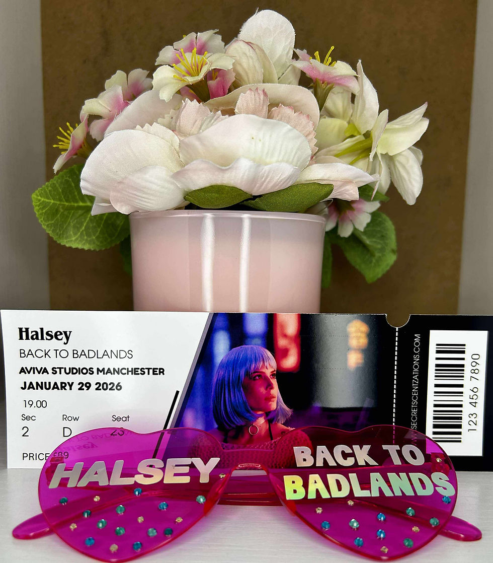 Halsey Custom Concert ticket (mock) and Concert glasse