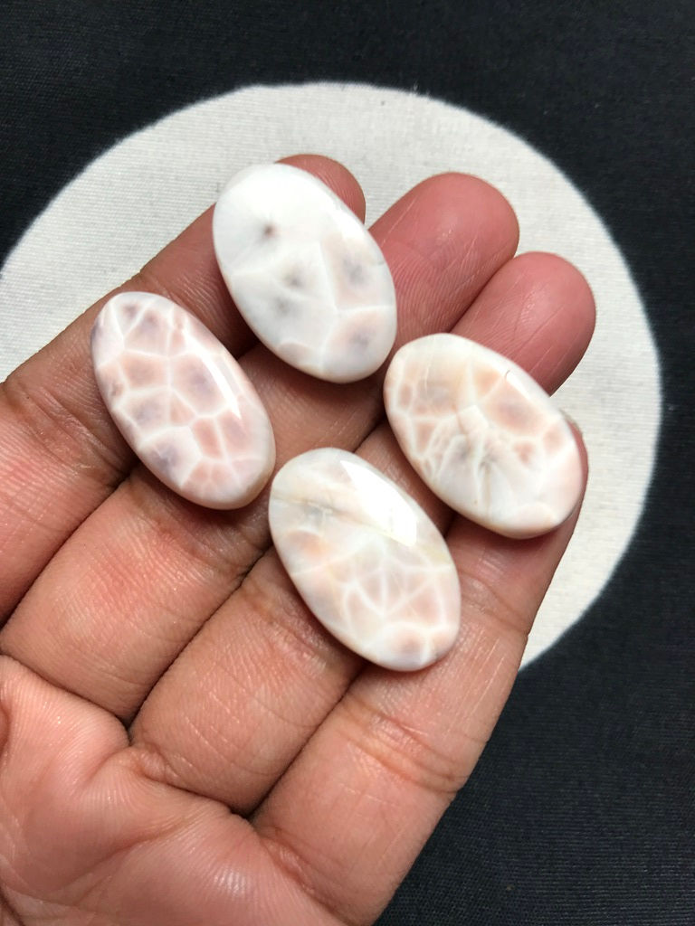 Миниатюра: Pink Larimar Cabochon 4 Piece Size 25-23 MM Approx