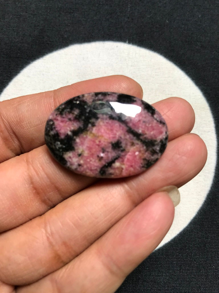 Thumbnail: Rhodonite Cabochon1 Piece Size 33 MM Approx