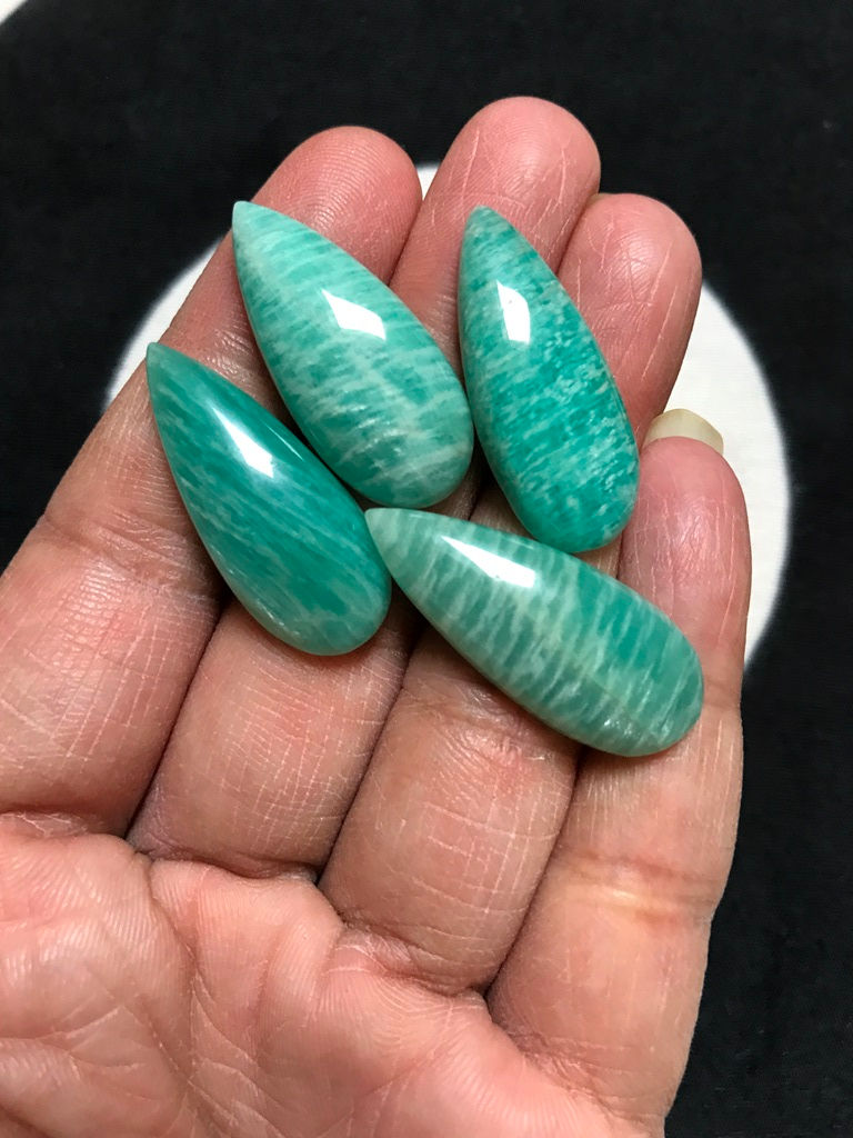 サムネイル： Amazonite Cabochon 4 Piece Size 30-29 MM Approx
