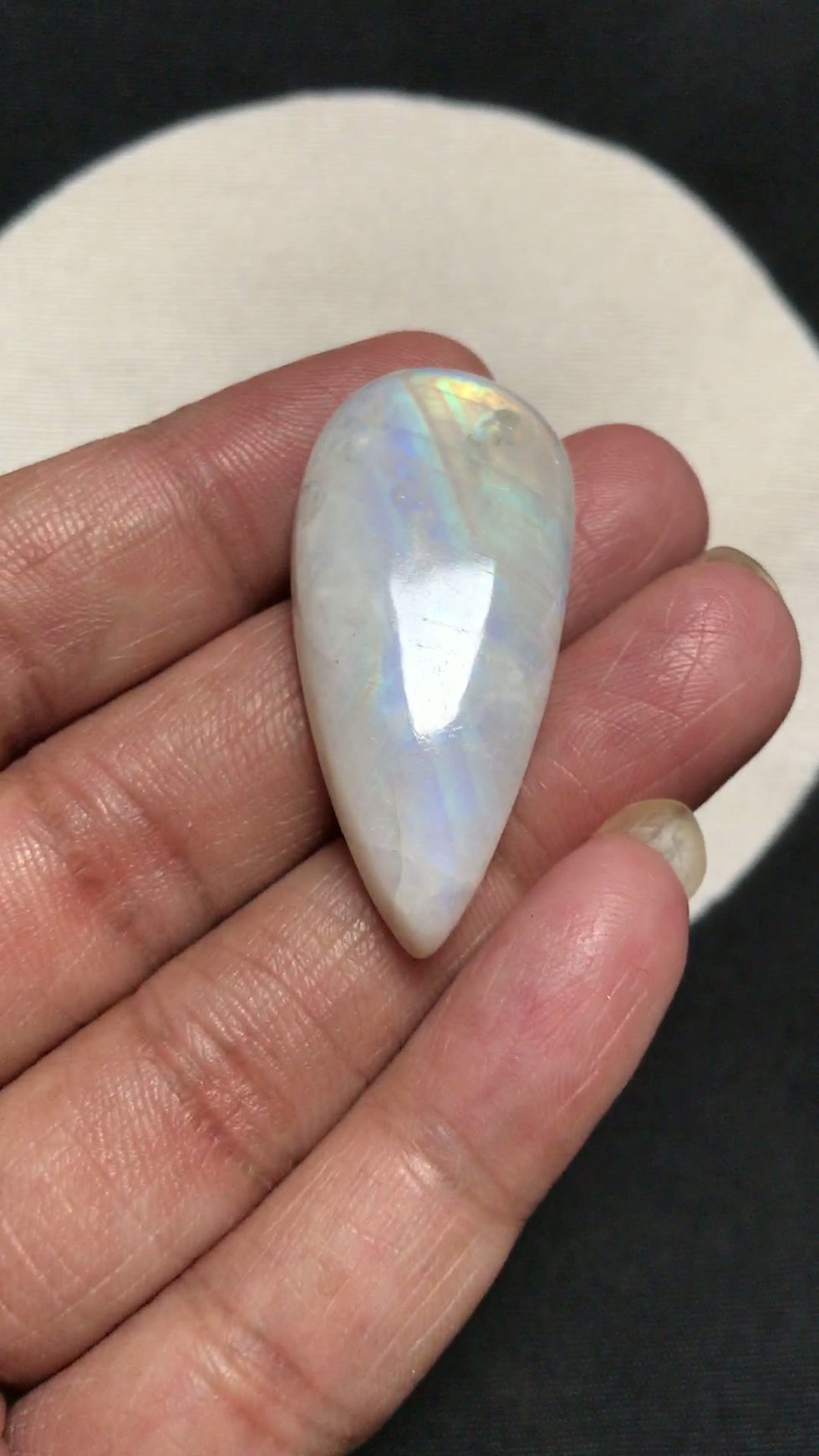 Miniature : Rainbow Moonstone Cabochon 1 Piece Size 40 MM Approx