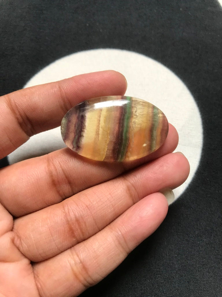 Thumbnail: Fluorite Cabochon 1 Piece Size 40 MM Approx
