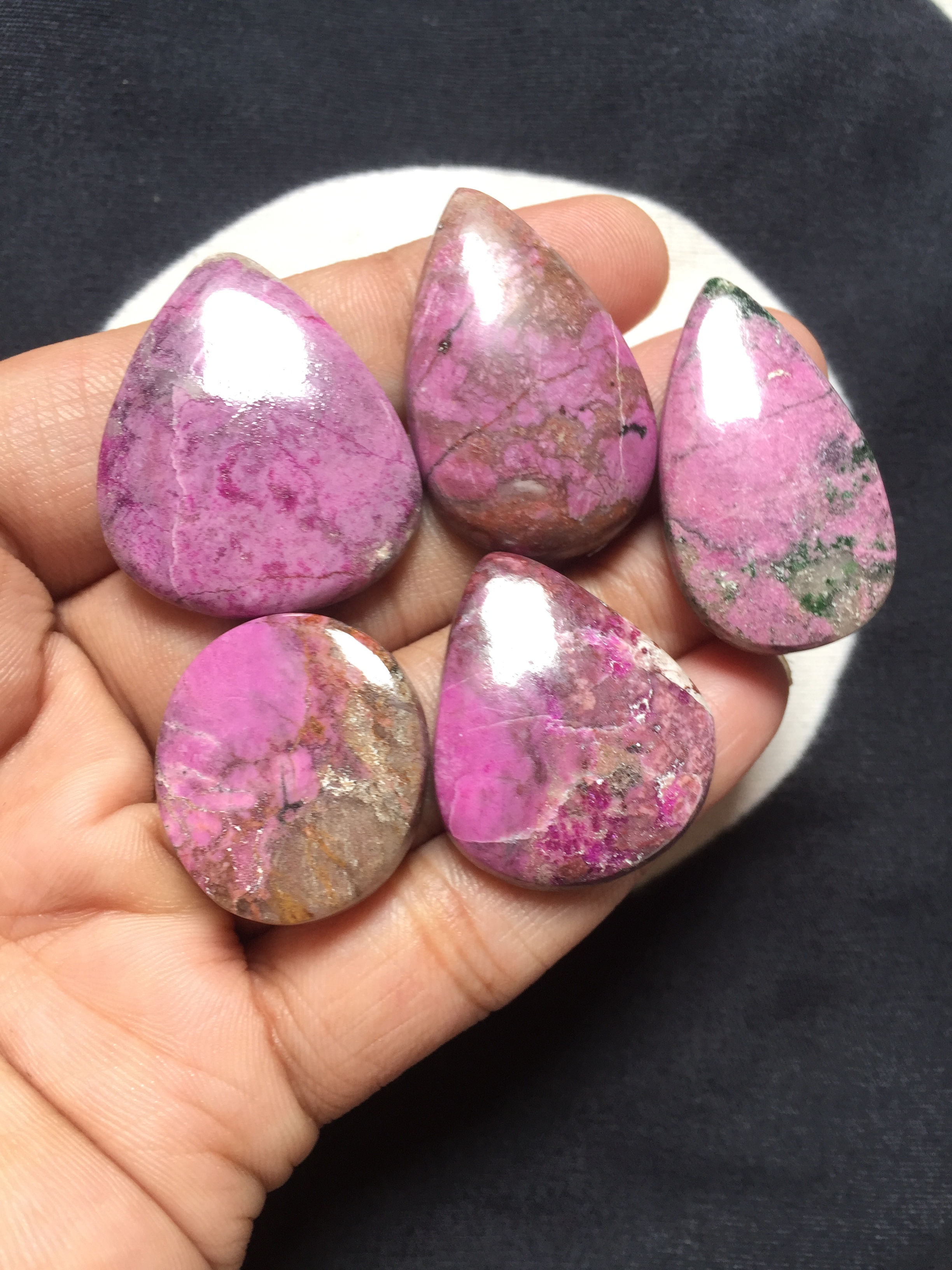 Natural Cobalt Calcite Cabochon 5 Piece Size 33-25 MM APPROX
