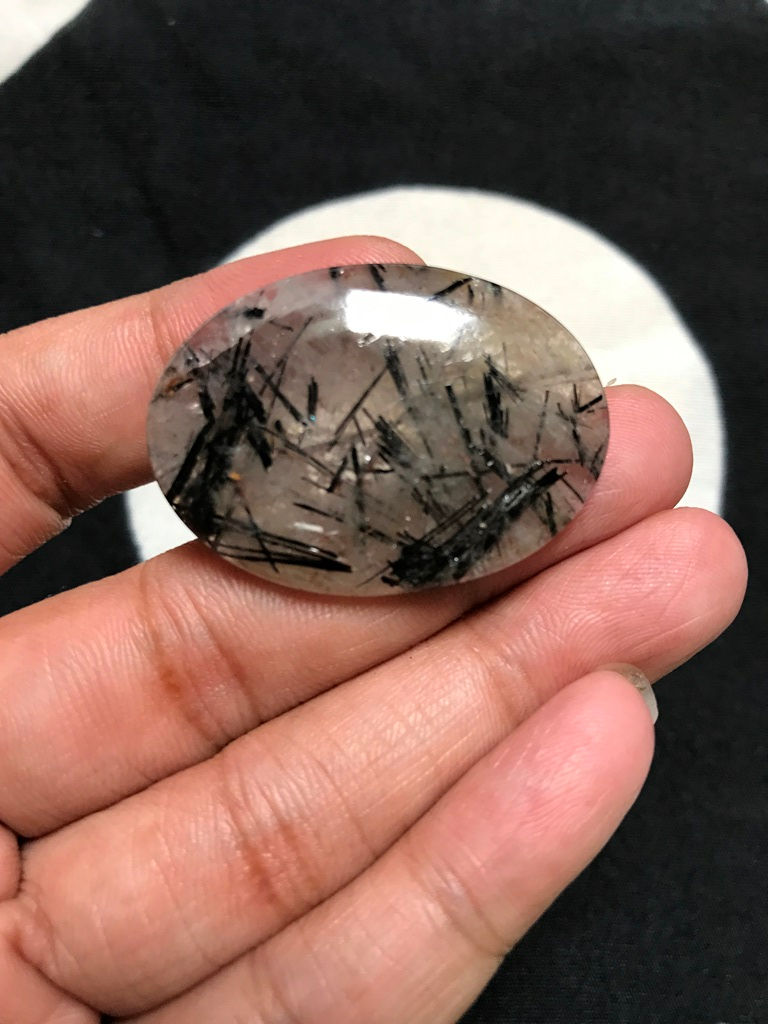 Миниатюра: Black Rutail Cabochons 1 Piece Size 38 MM Approx