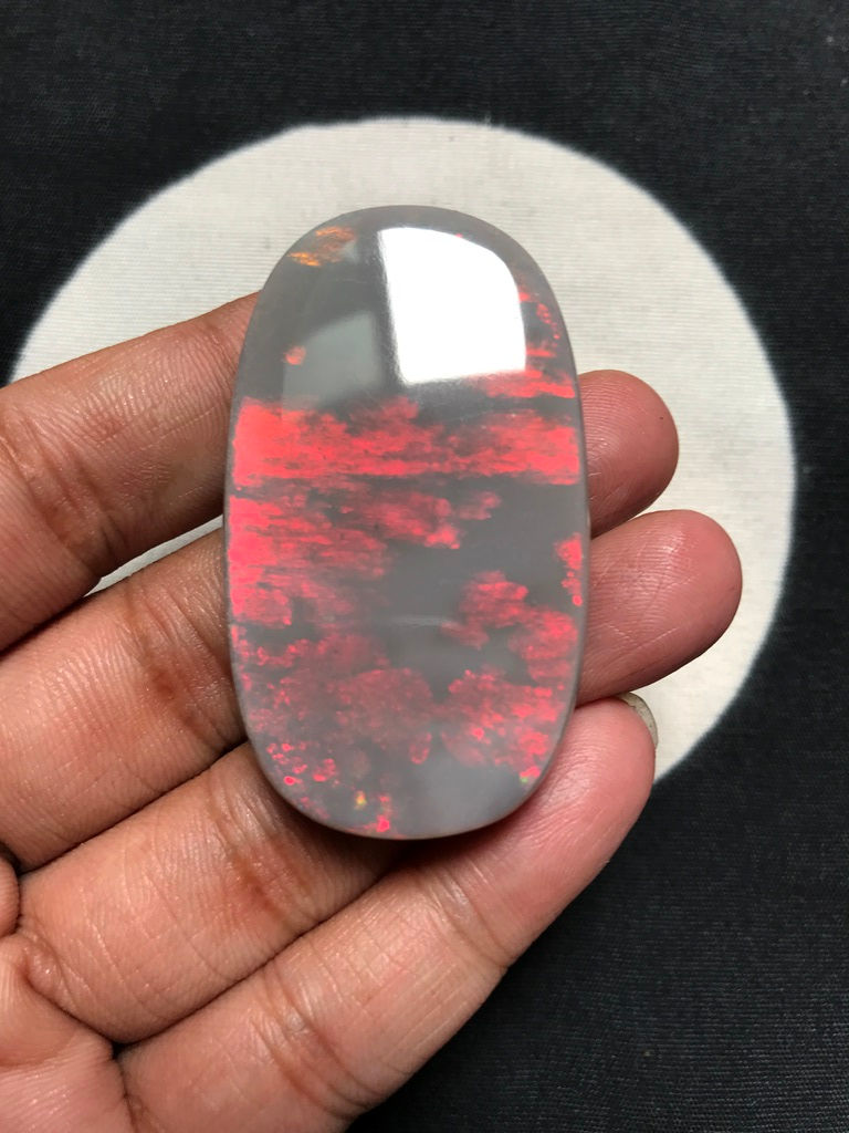 Rare Red-on-Black Australian Opal - Lightning Ridge Loose Gemstone