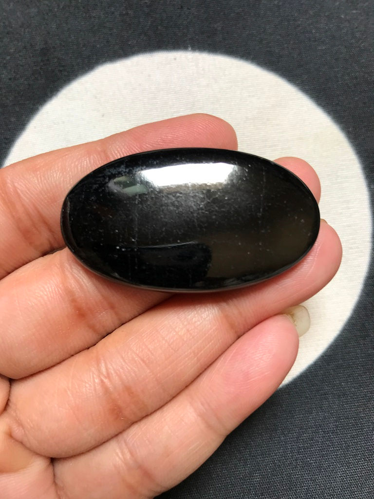 Miniatura: Black Tourmaline Cabochon 1 Piece Size 45 MM Approx