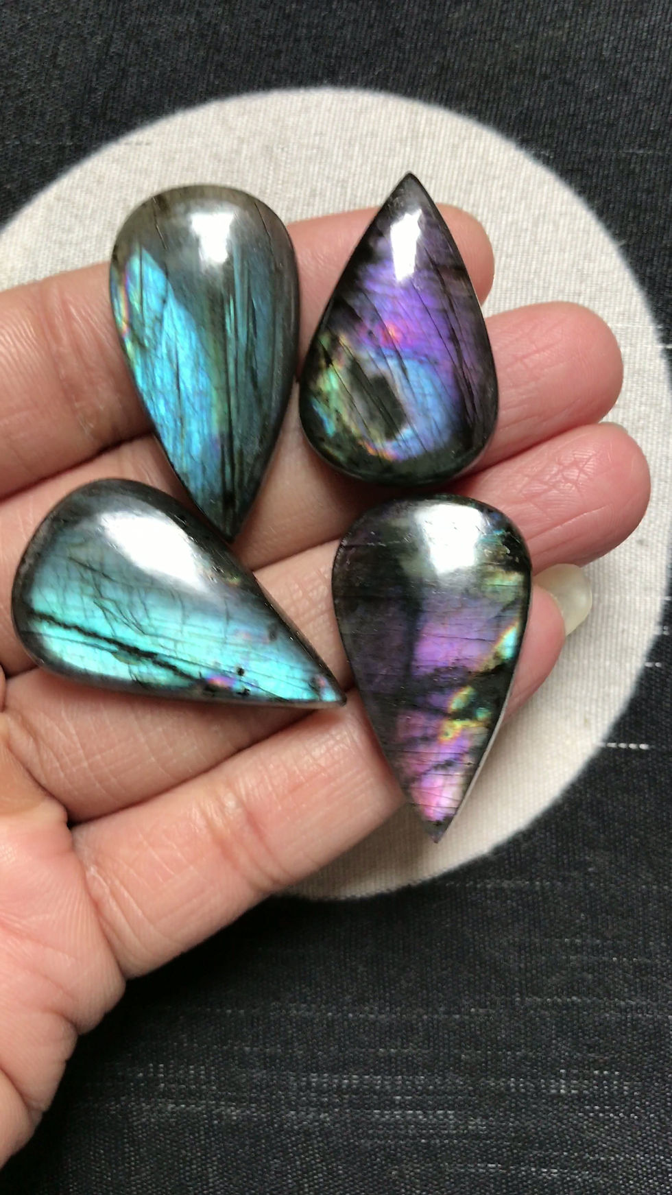 Thumbnail: Labradorite Cabochon 4 Piece Size 34-30 MM Approx