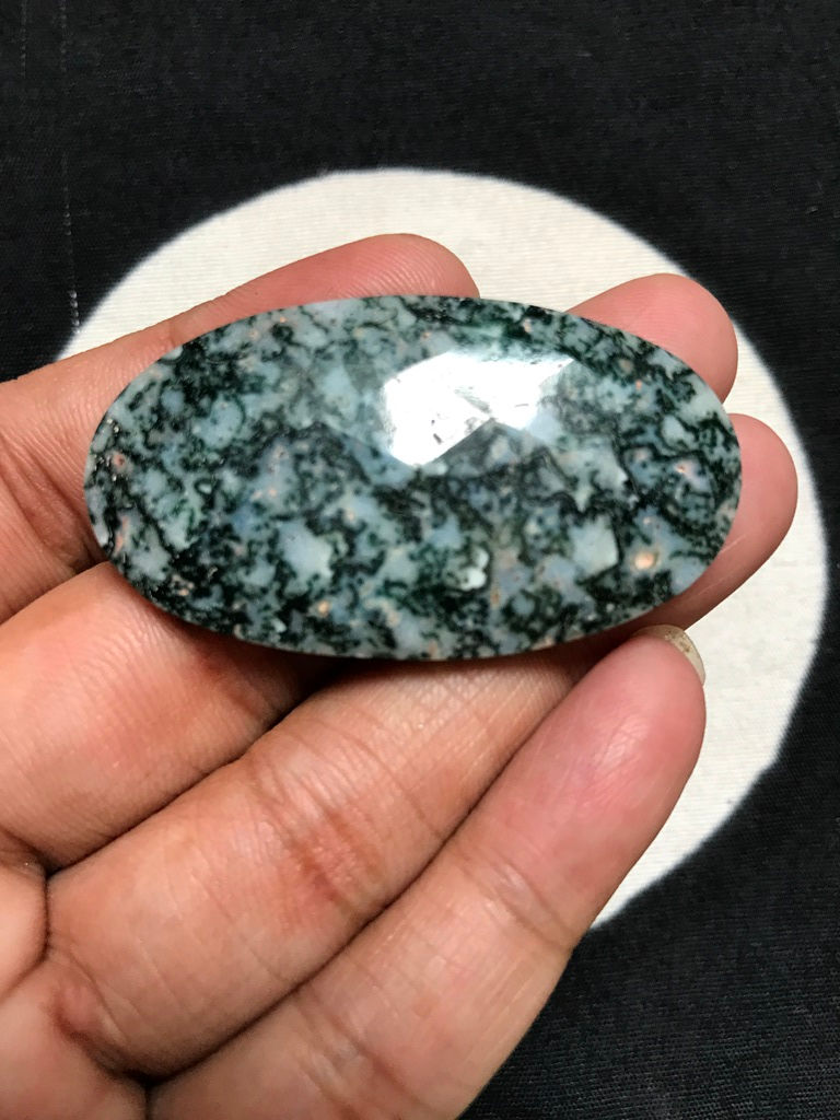 Miniature : Tree Agate Faceted Cabochon 1 Piece Size 47 MM Approx