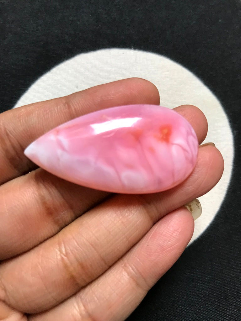 Thumbnail: Pink Peruvian Opal Cabochon 1 Piece Size 44 MM Approx