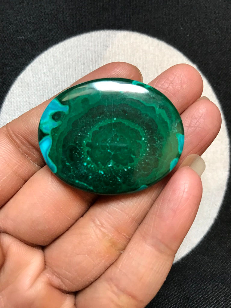 サムネイル： Malachite With Chrysocolla Cabochon 1 Piece Size 40 MM Approx