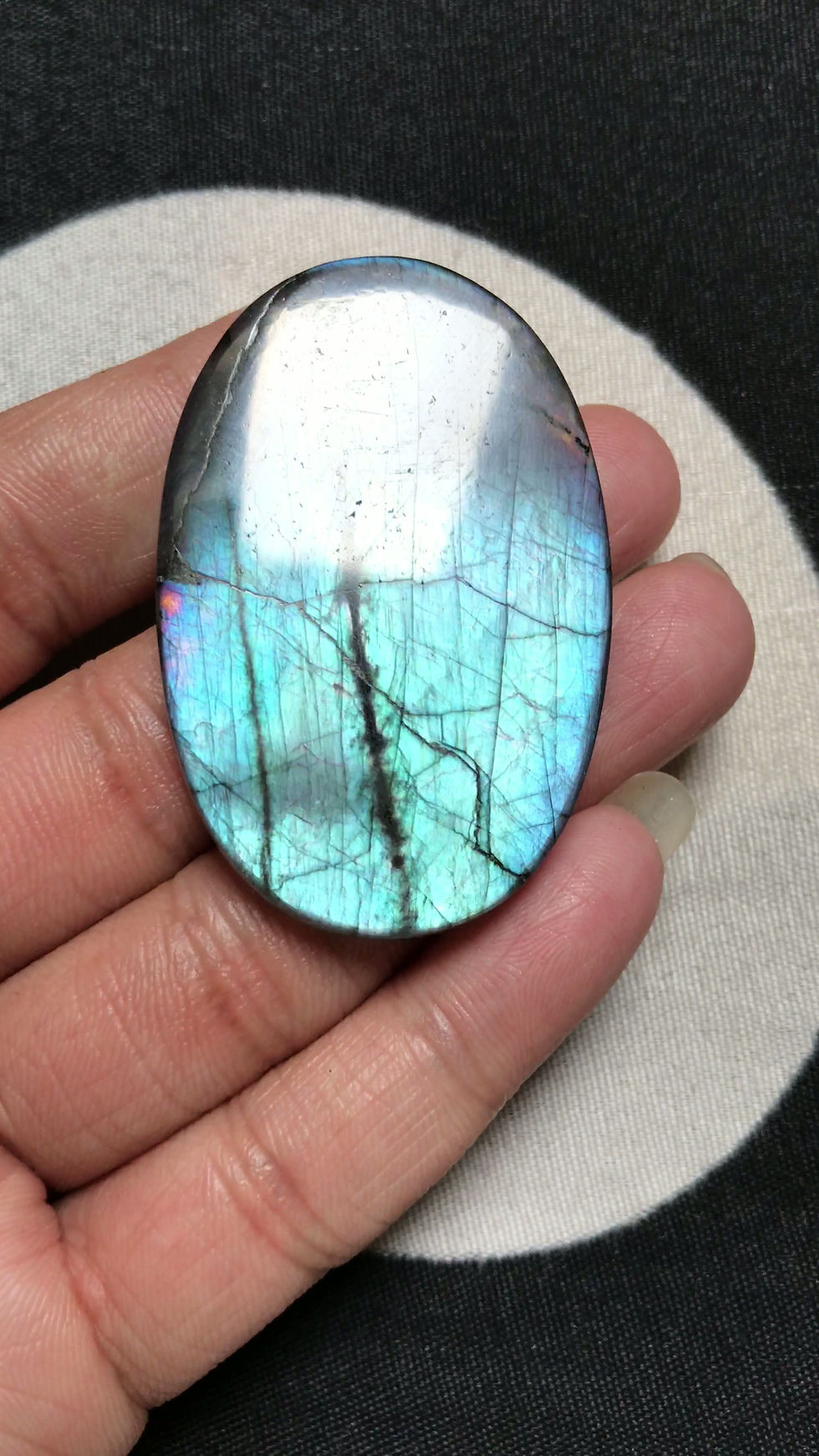 Miniature : Labradorite Cabochon 1 Piece Size 52 MM Approx
