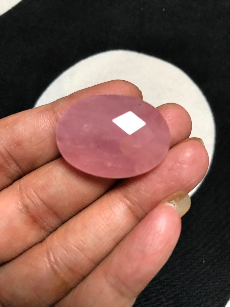 Thumbnail: Rose Quartz Faceted Cabochon 1 Piece Size 29 MM Approx