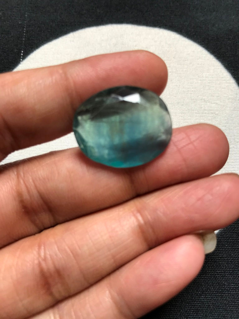 Миниатюра: Fluorite Faceted Cabochon 1 Piece Size 22 MM Approx