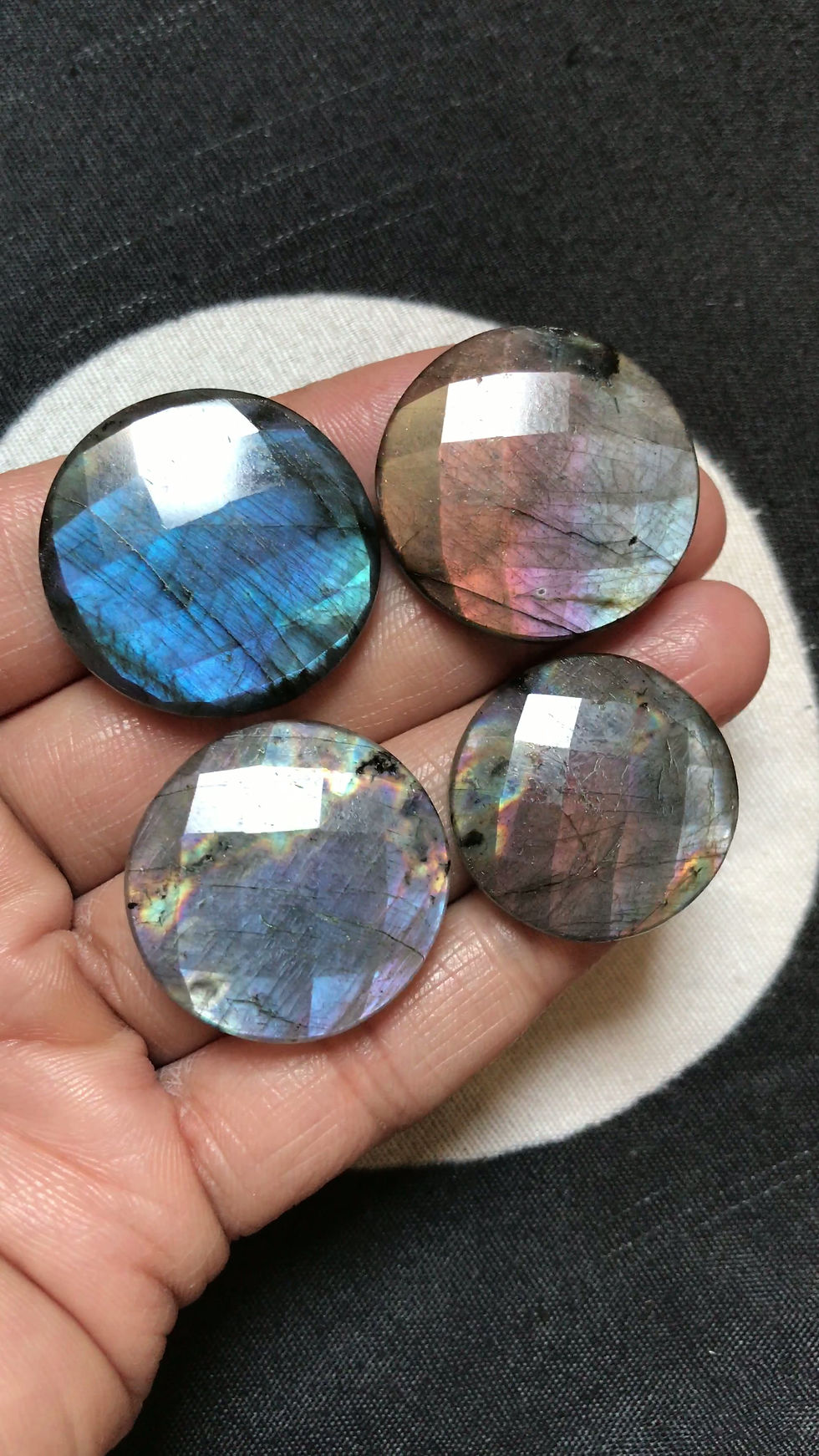 サムネイル： Labradorite Faceted Cabochon 4 Piece Size 29-25 MM Approx