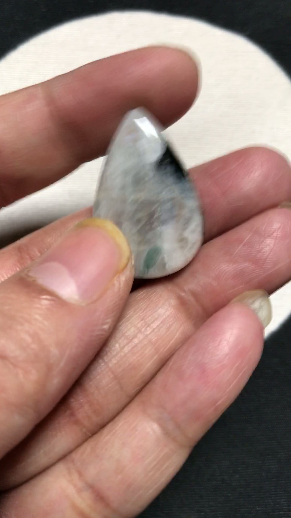 Miniature : Rainbow Moonstone Cabochon 1 Piece Size 28 MM Approx
