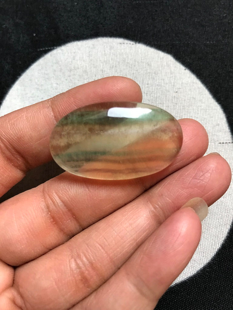Thumbnail: Fluorite  Cabochon 1 Piece Size 36 MM Approx