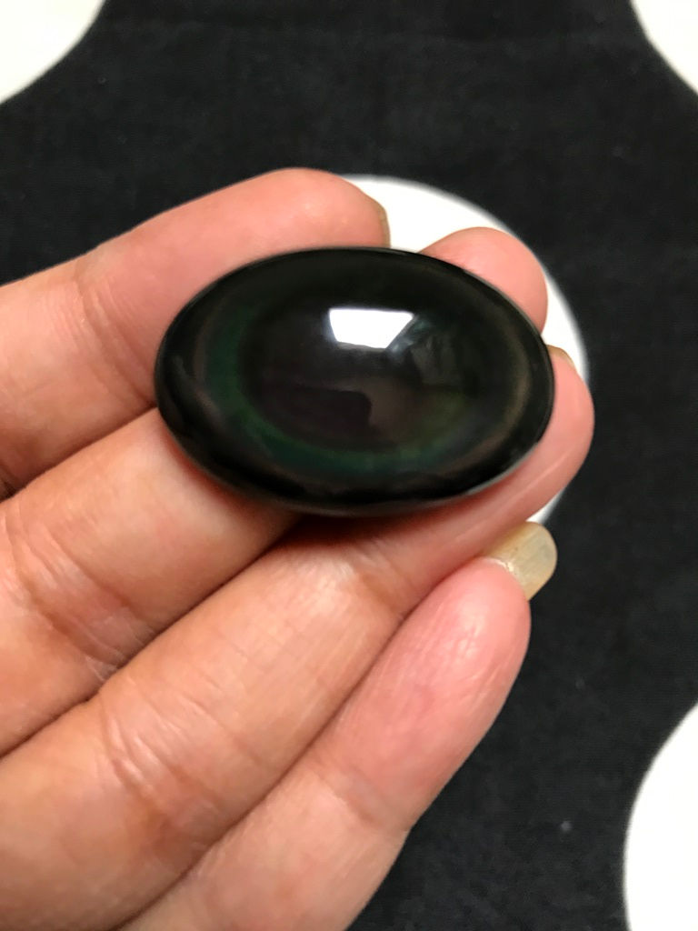 サムネイル： Black Obsidian Cabochon 1 Piece Size 31 MM Approx