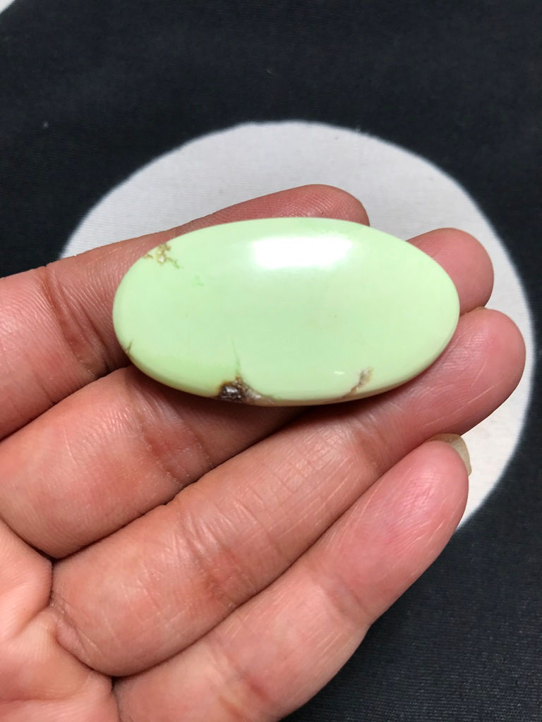 サムネイル： Lemon Chrysoprase Cabochon 1 Piece Size 42 MM Approx
