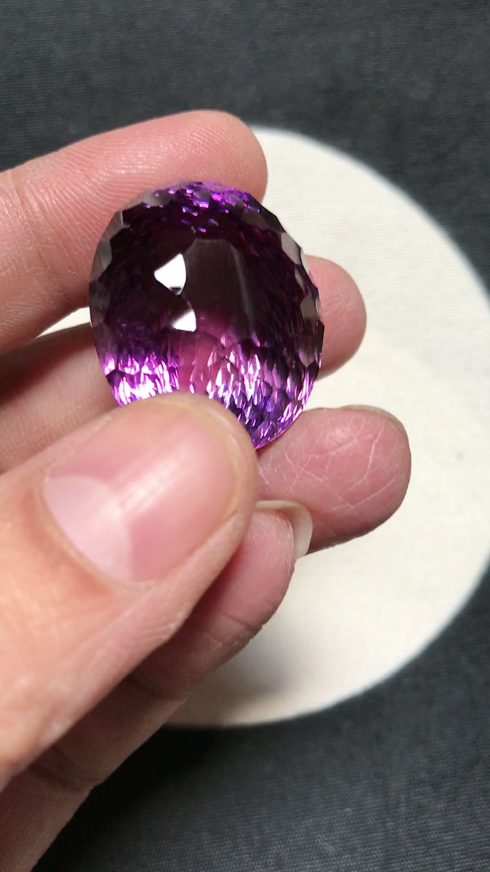 Thumbnail: Amethyst Faceted Cabochon 1 Piece Size 27 MM Approx