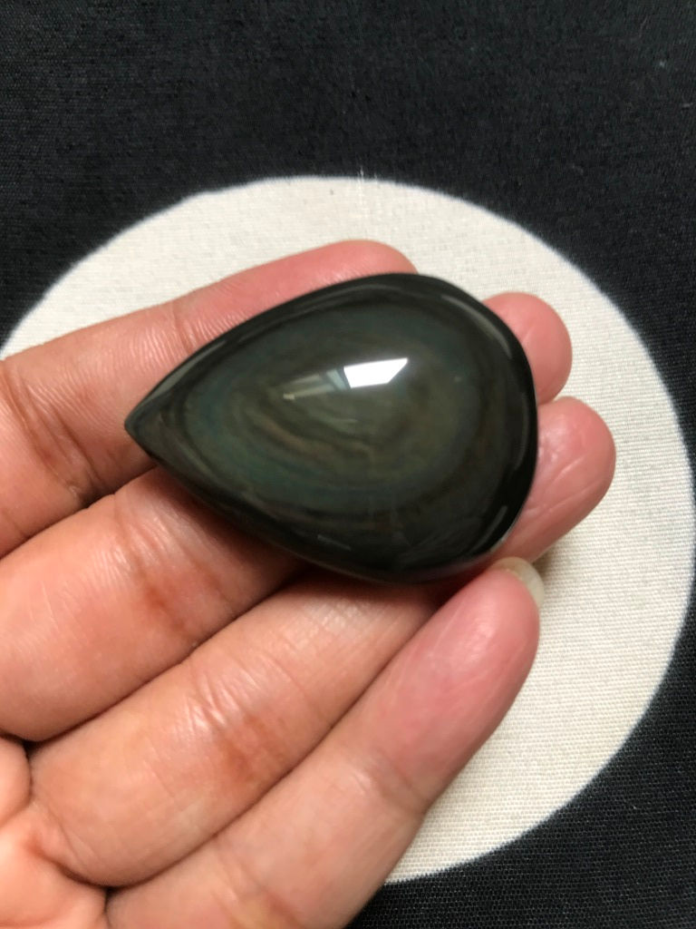 Thumbnail: Black Obsidian Cabochon 1 Piece Size 40 MM Approx