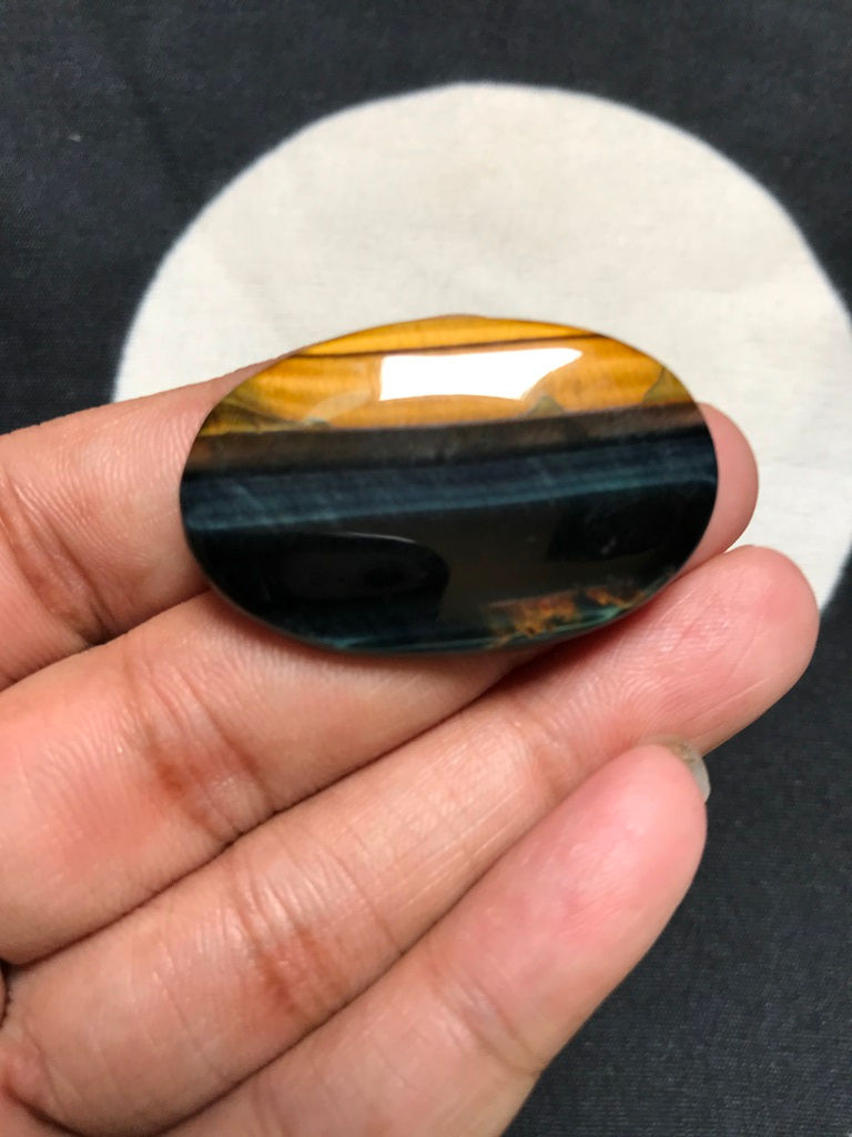 サムネイル： Tiger Eye Cabochon 1 Piece Size 39 MM Approx