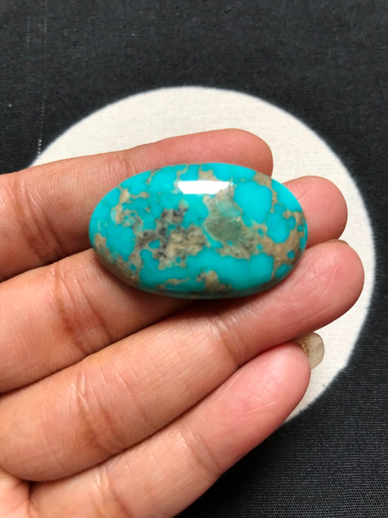 Miniature : Arizona Turquoise Cabochon 1 Piece Size 35 MM APPROX