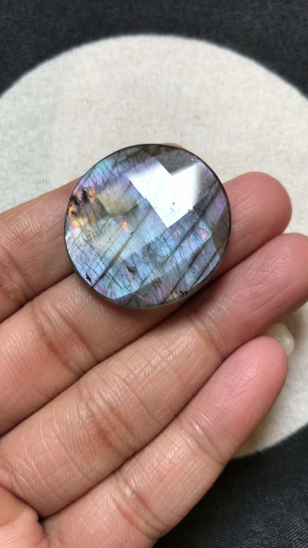 Thumbnail: Labradorite Faceted Cabochon 1 Piece Size 30 MM Approx