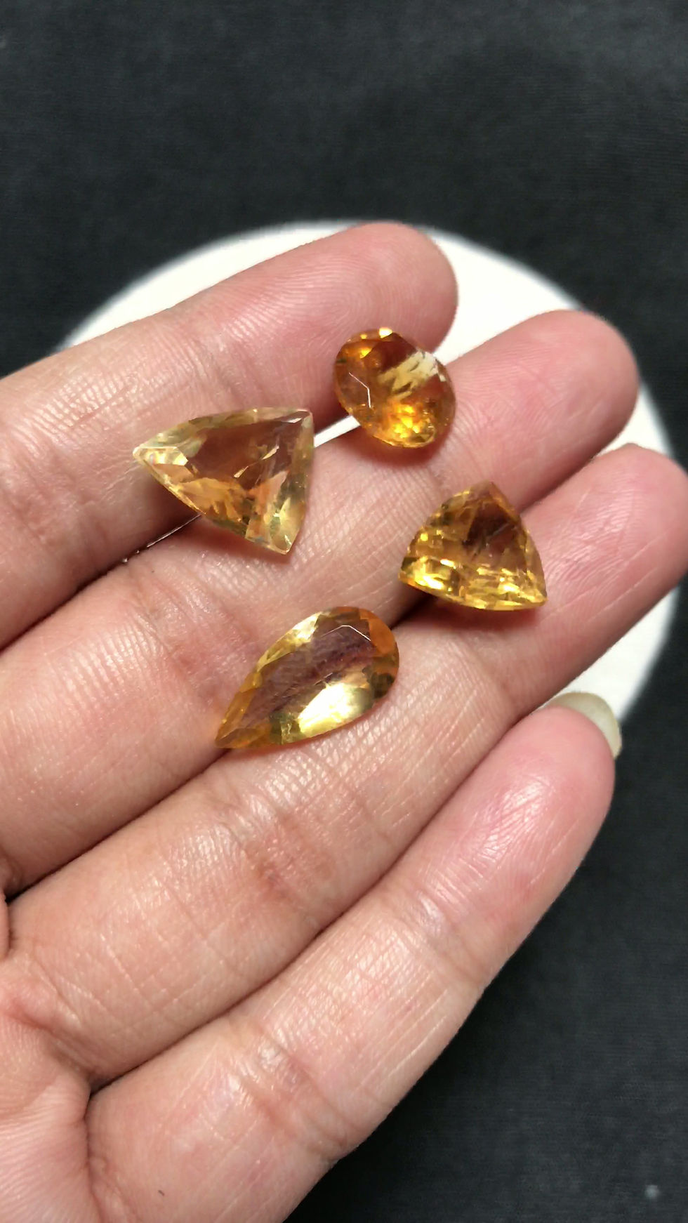 Thumbnail: Citrine Faceted Cabochon 4 Piece Size 16-11 MM APPROX