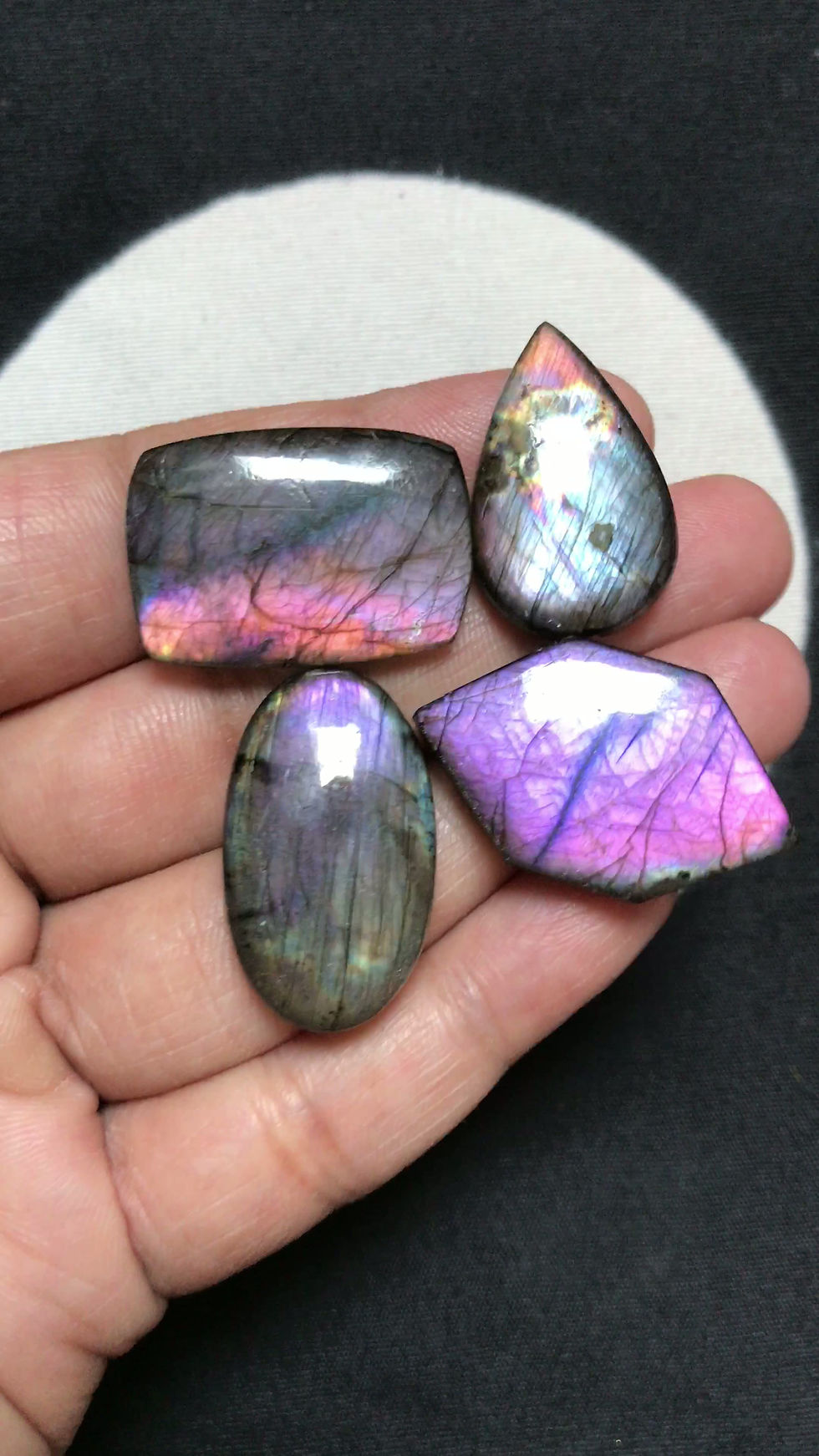 サムネイル： Labradorite Cabochon 4 Piece Size 31-26 MM Approx