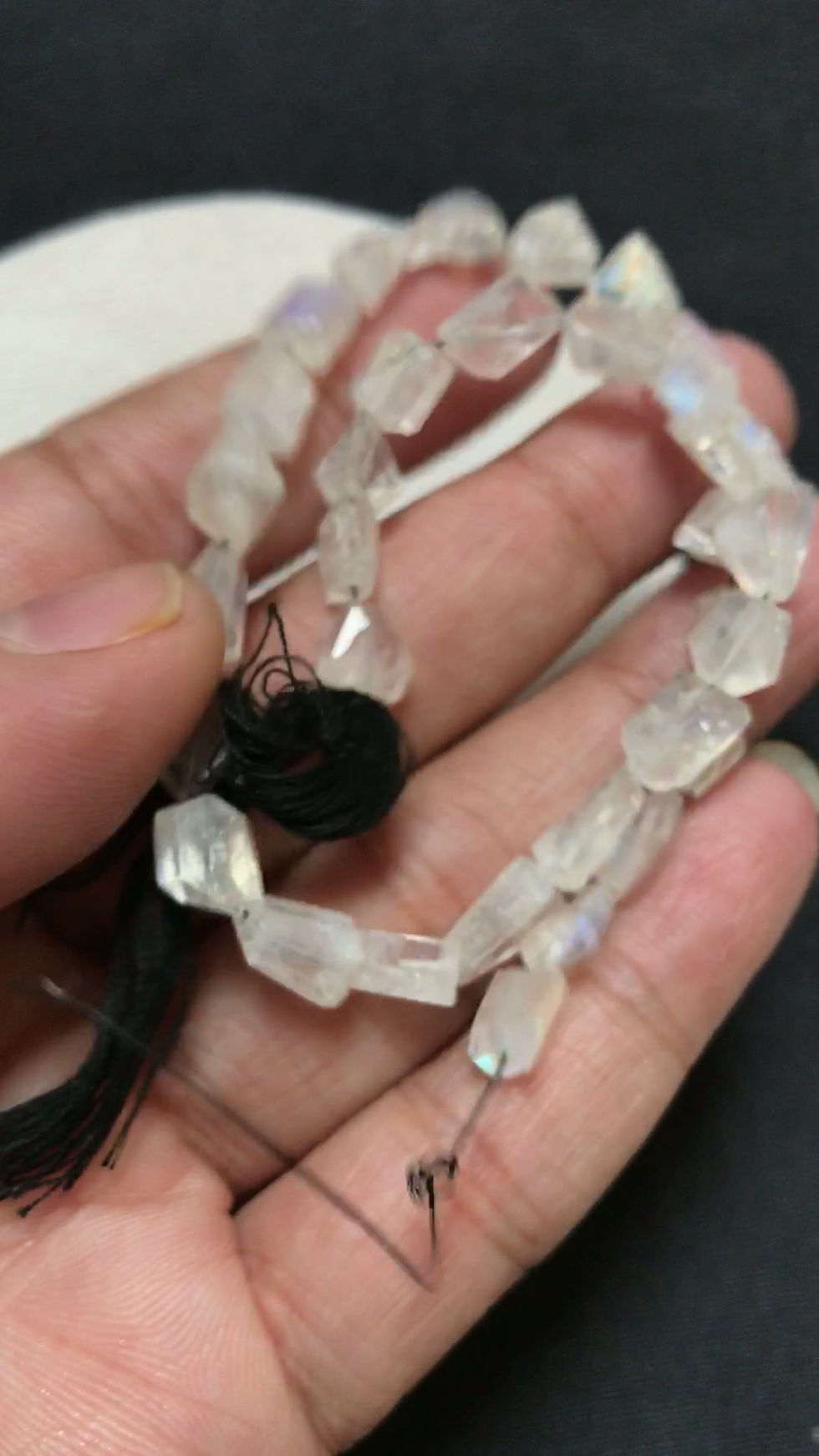 Miniature : Rainbow Moonstone  Beads 1 Strand 12 Inches Size 8-6 MM Approx
