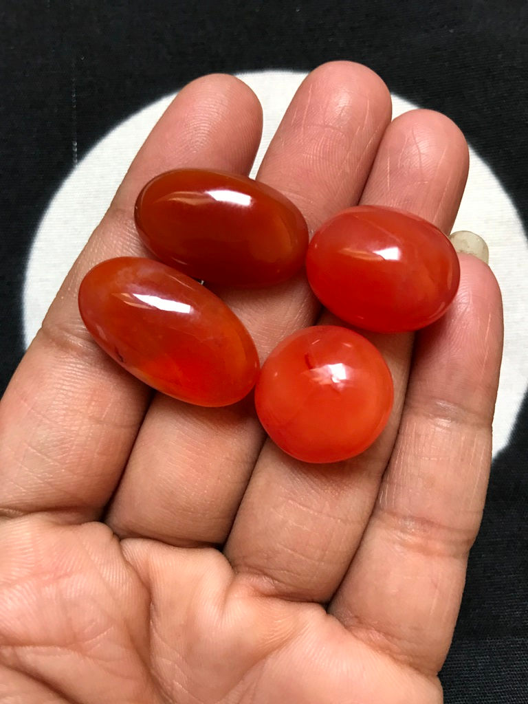 Thumbnail: Cornelian Cabochons 4 Piece Size 25-17 MM Approx
