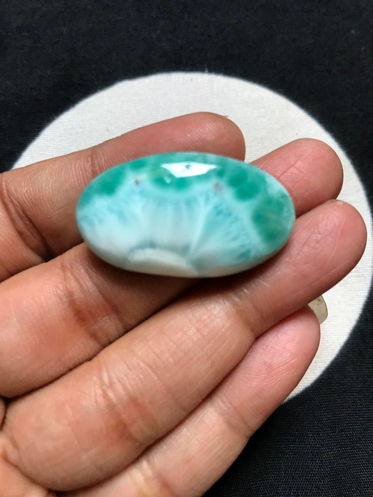 縮圖：Natural Larimar Cabochon 1 Piece Size 33 MM Approx