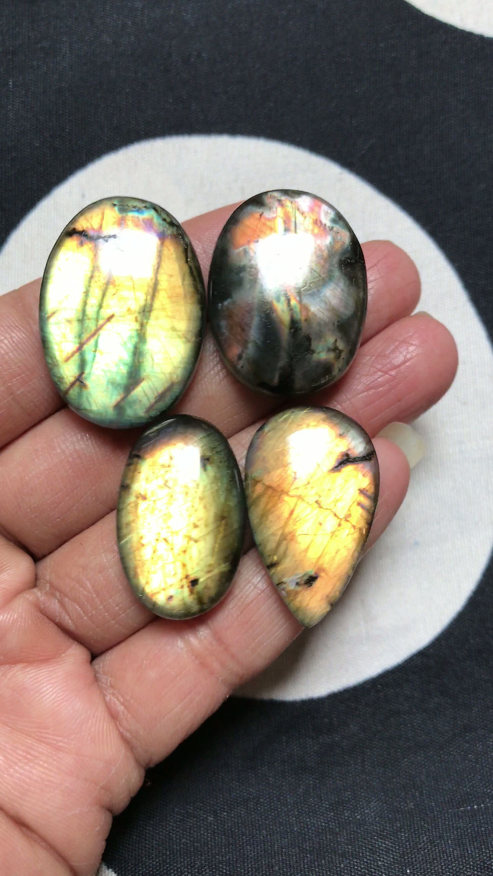 Miniature : Labradorite Cabochon 4 Piece Size 33-28 MM Approx