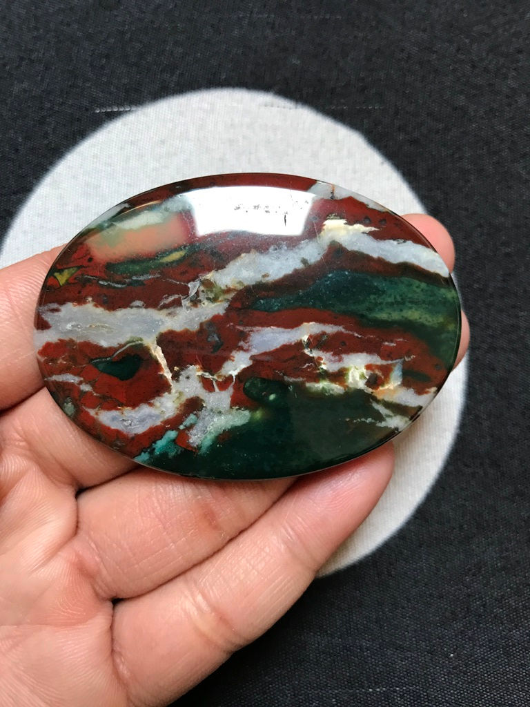 縮圖：Moss Agate Cabochon 1 Piece Size 64 MM Approx