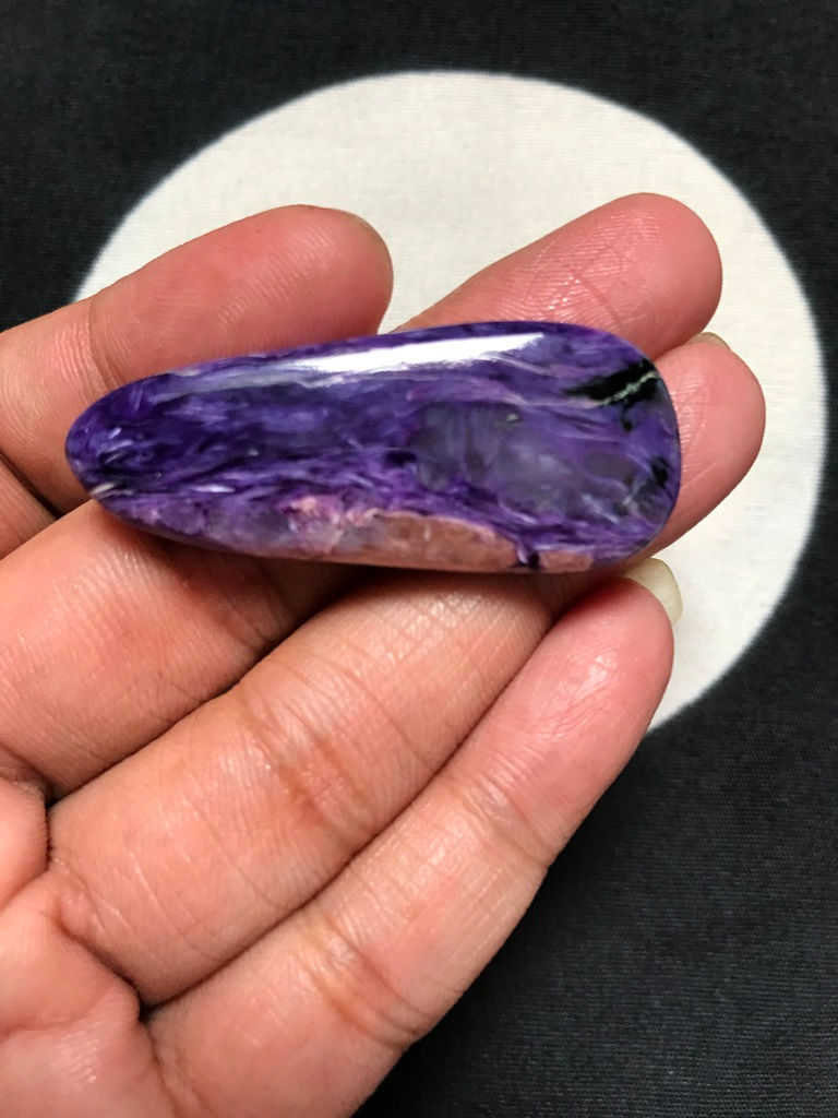 Miniature : Charoite Cabochon 1 Piece Size 46 MM Approx