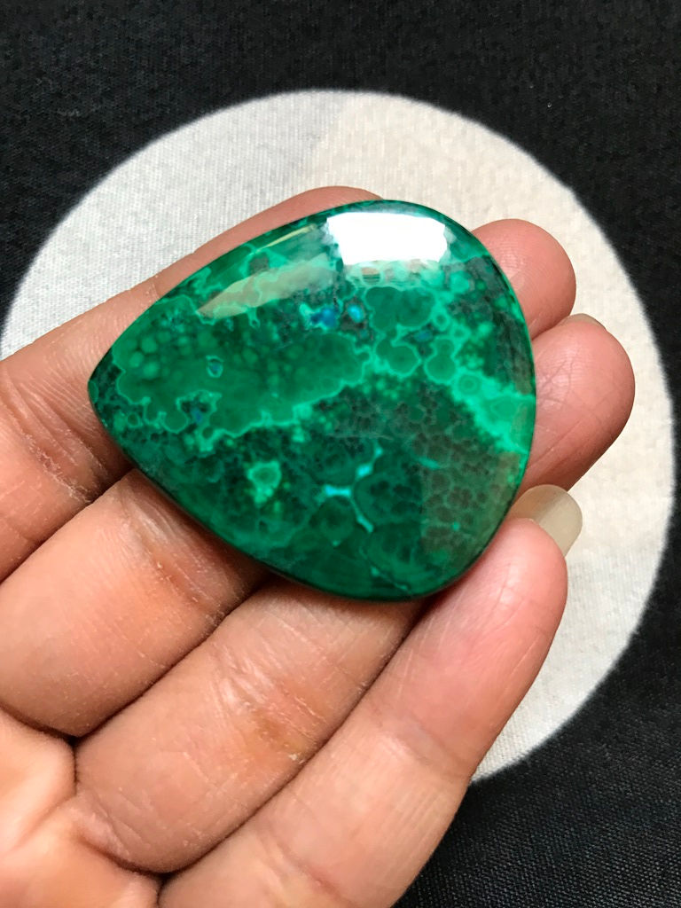 サムネイル： Malachite With Chrysocolla Cabochon 1 Piece Size 42 MM Approx