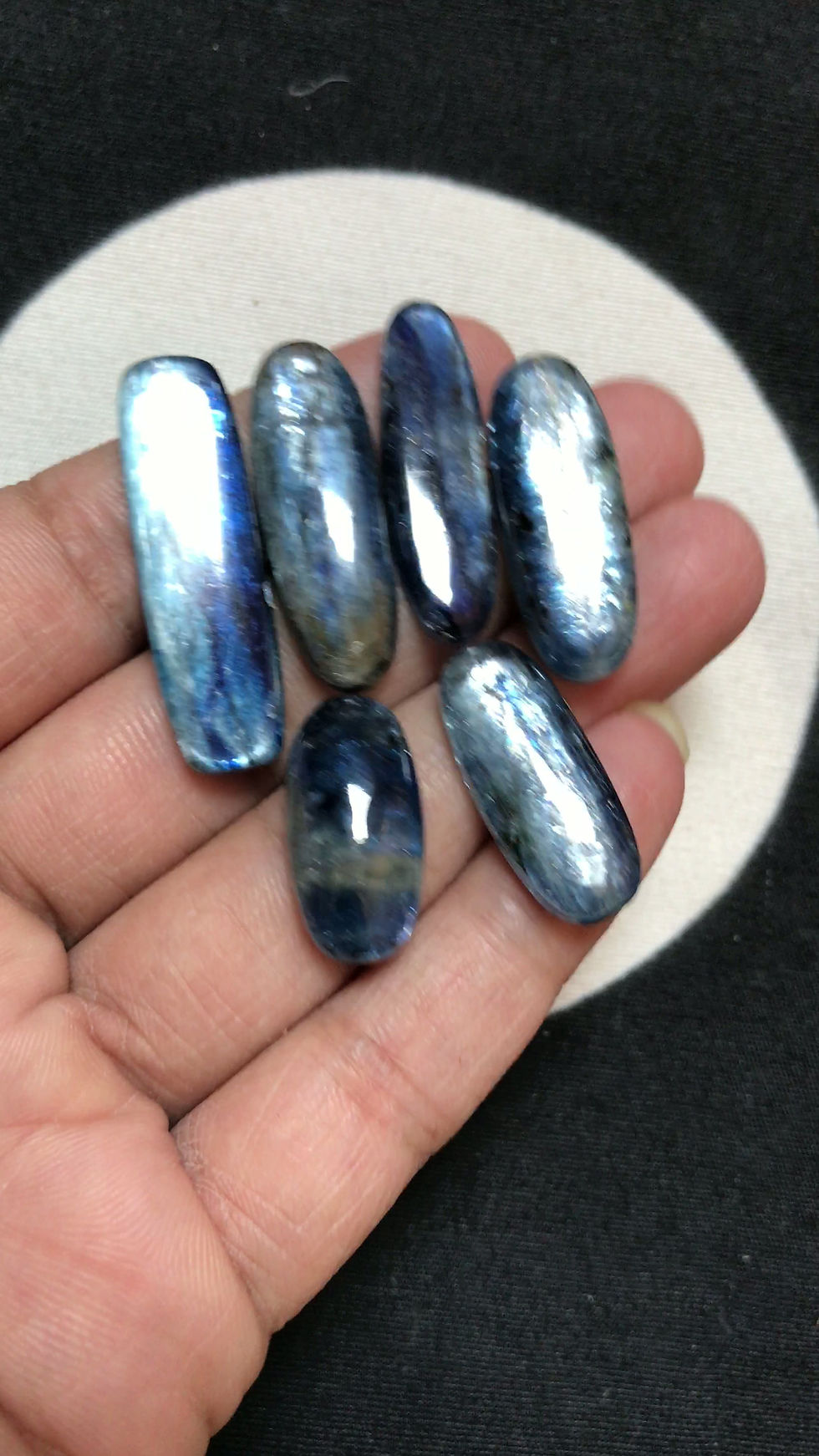 Thumbnail: Blue Kyanite Cabochon 6 Piece Size 35-21 MM Approx