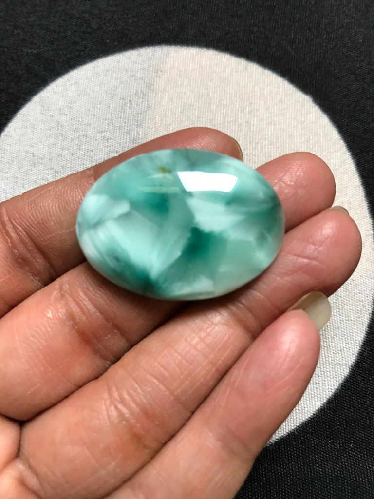 Miniature : Man Made Hemimorphite Cabochon 1 Piece Size 33 MM APPROX