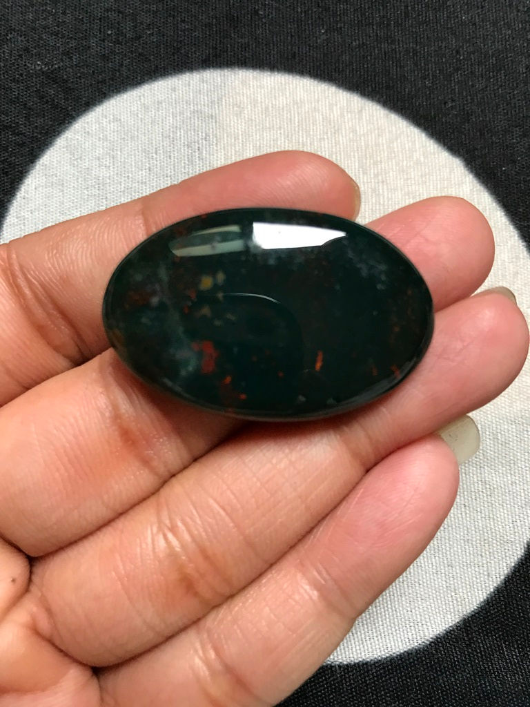 Miniature : Blood Stone Cabochon 1 Piece Size 36 MM Approx