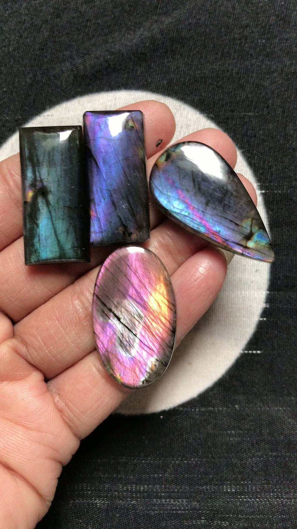 Thumbnail: Labradorite Cabochon 4 Piece Size 36-33 MM Approx